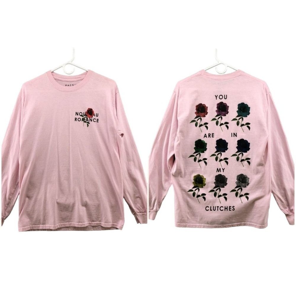 Pacsun Long Sleeve T Shirt Mens M Pink Crewneck Cotton Nouveau Romance Rose